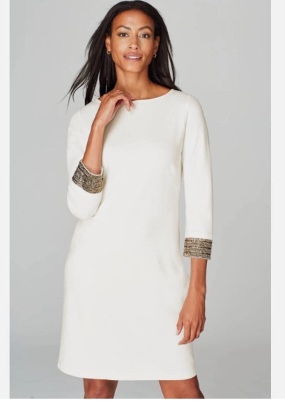 J. Jill by Christian Siriano NWT Sz M Tall Ponte Beaded Cuff Sophisticated Dress